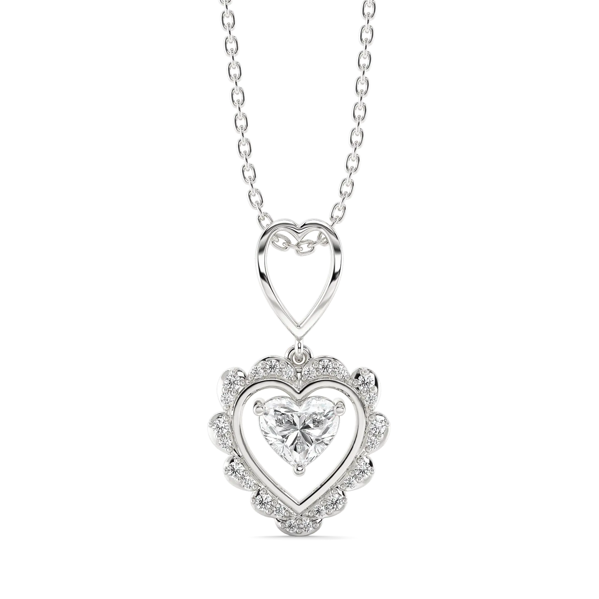 Antique Heart - Lab Diamond Pendant — image 1