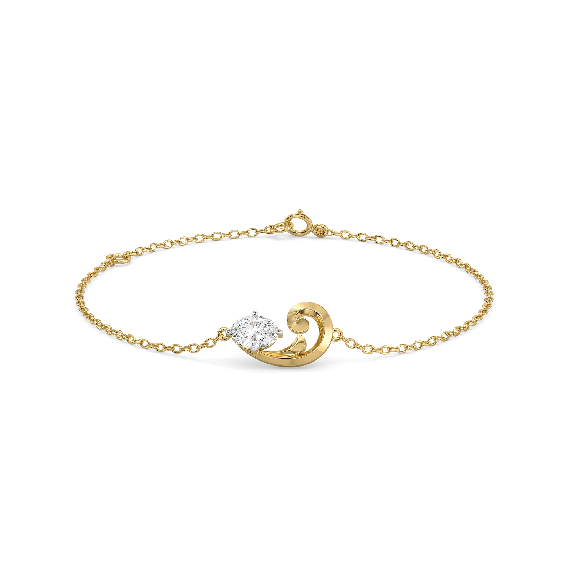 Baroque Grace - Pure Gold Oval Lab Diamond Bracelet