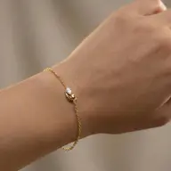 Baroque Grace - Pure Gold Oval Lab Diamond Bracelet thumbnail 2
