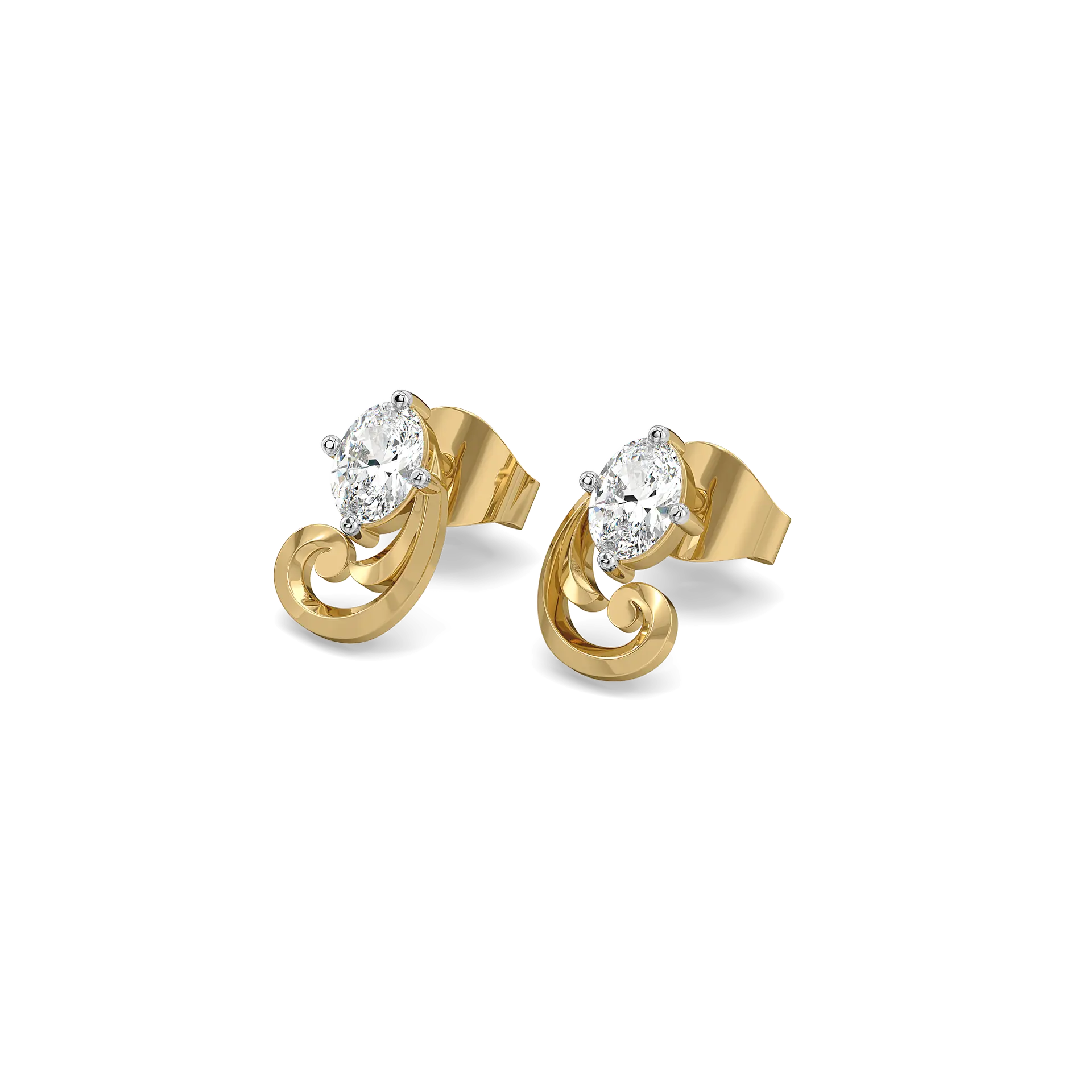 Baroque Grace - Pure Gold Oval Lab Diamond Earrings — image 1