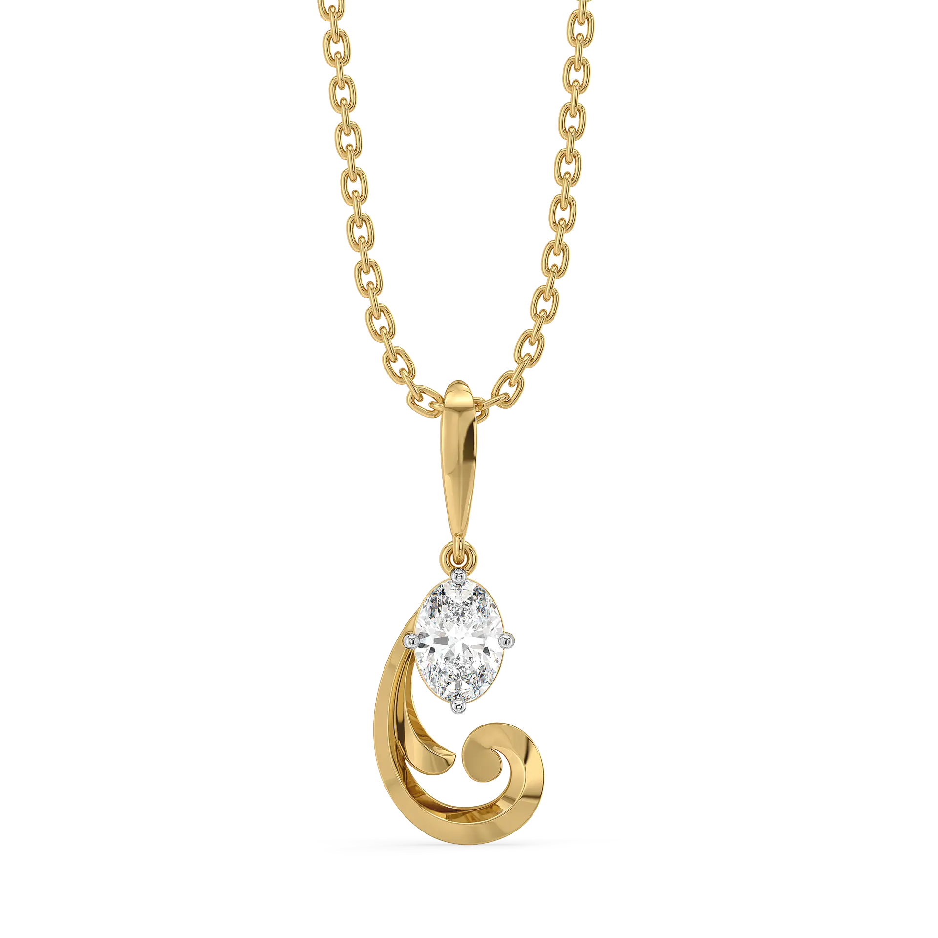 Baroque Grace - Pure Gold Oval Lab Diamond Pendant — image 1