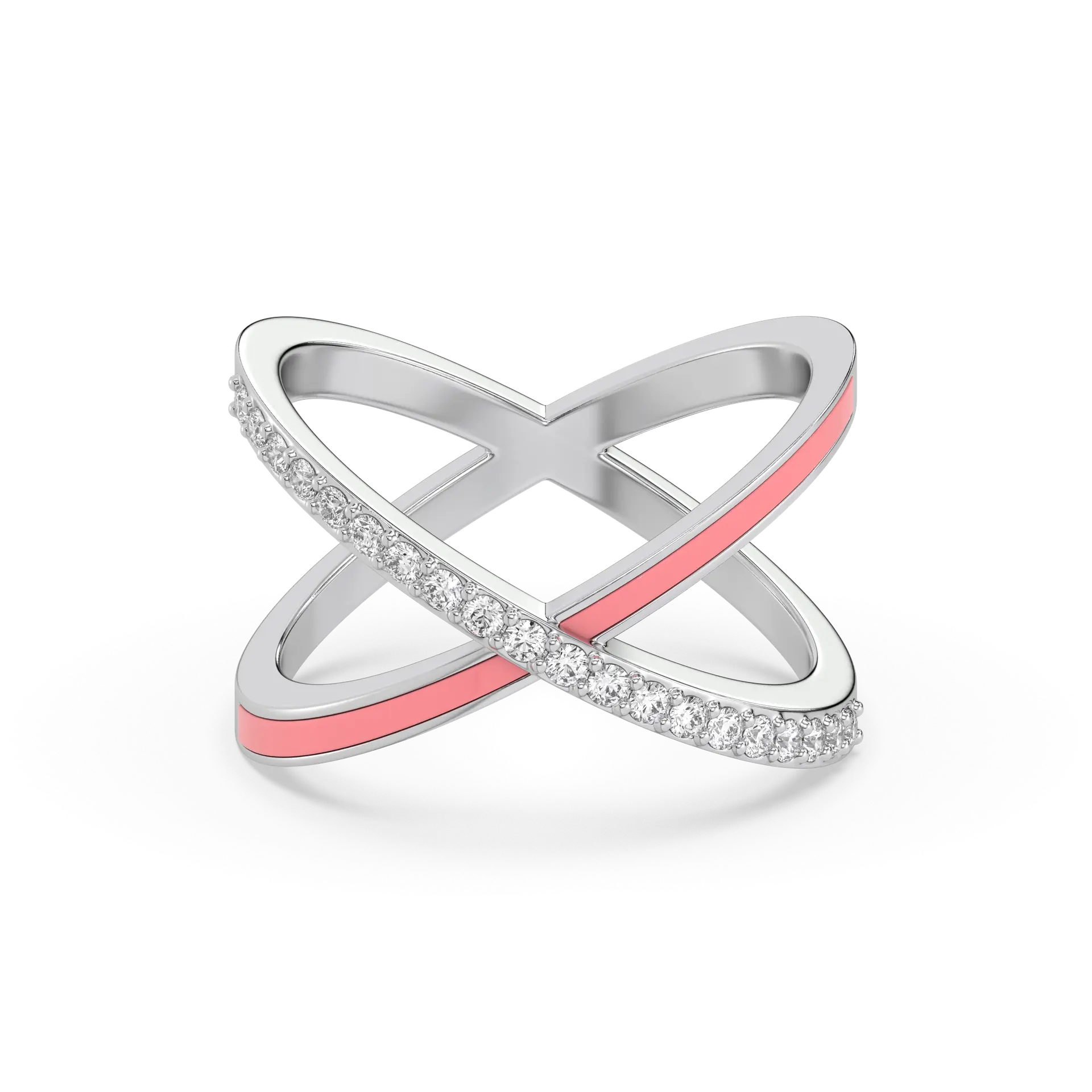 Beauty Of Connection - Lab Diamond & Pink Enamel Ring — image 1