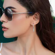 Blue Haze - Lab Diamond Hoop Earrings thumbnail 3