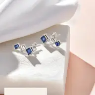 Blue Serenity Ear Cuffs - Lab Diamond Earrings thumbnail 1