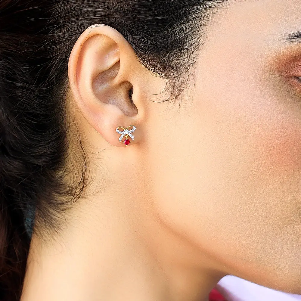 Bow Knot - Lab Diamond Stud Earrings — image 1