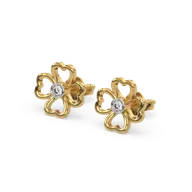 Clover Bezel - Lab Diamond Stud Earrings thumbnail 1