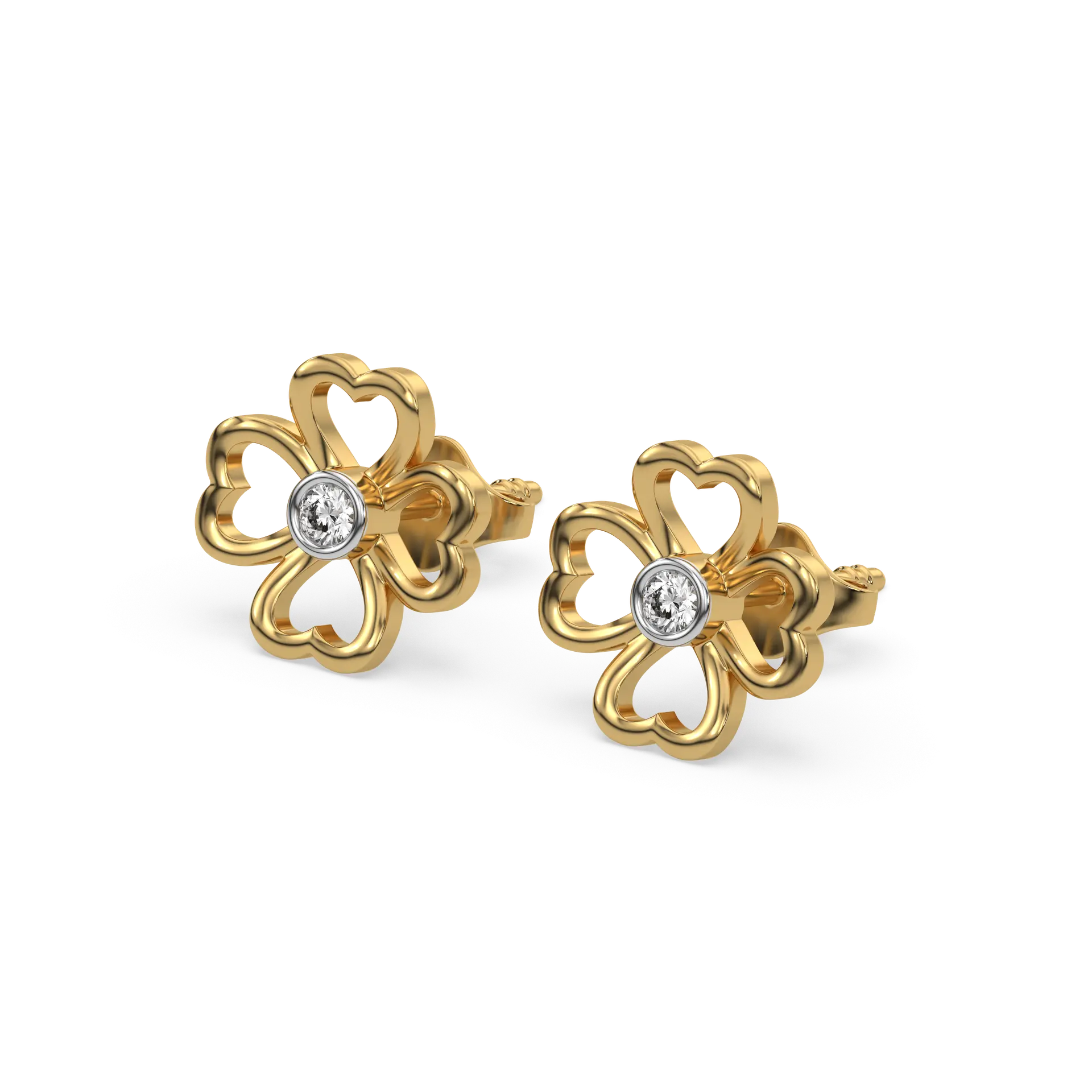 Clover Bezel - Lab Diamond Stud Earrings — image 1