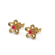Crimson Bloom - Ruby Stud Earrings thumbnail 1