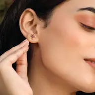 Crimson Bloom - Ruby Stud Earrings thumbnail 2