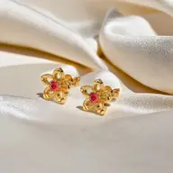Crimson Bloom - Ruby Stud Earrings thumbnail 3