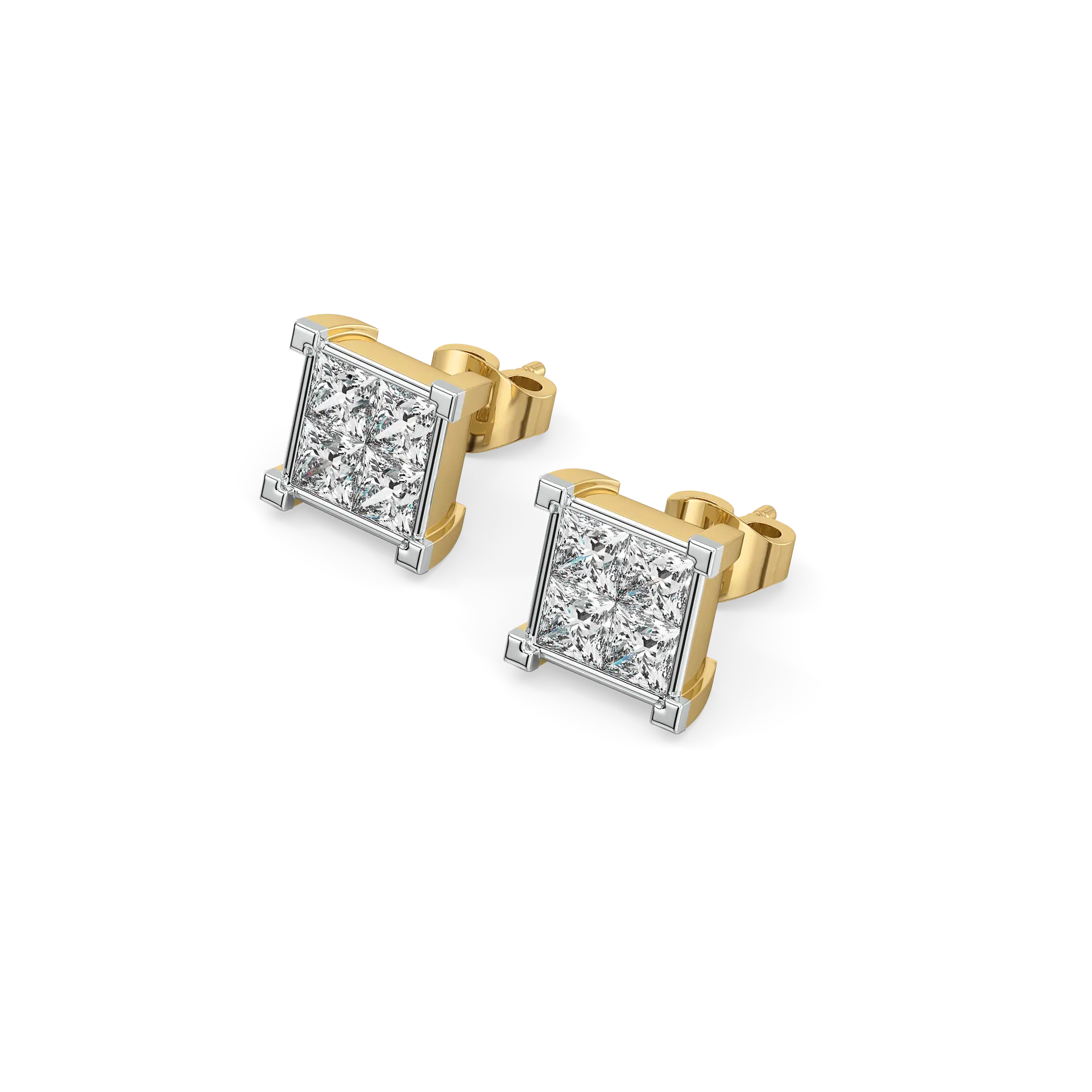 Crown Square - Pure Gold Lab Diamond Stud Earrings — image 1