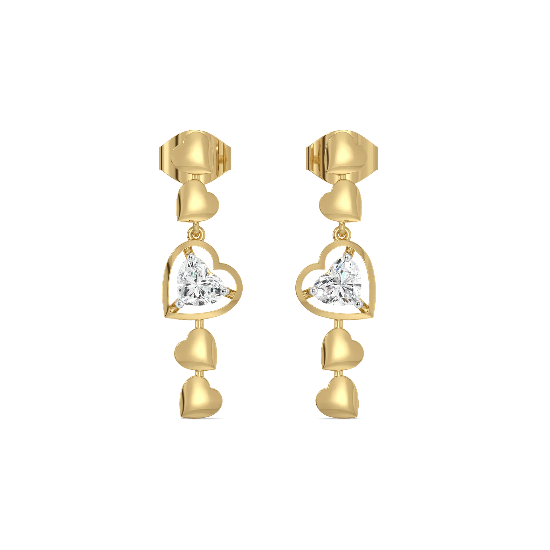 Dangling Hearts - Lab Diamond Drop Earrings