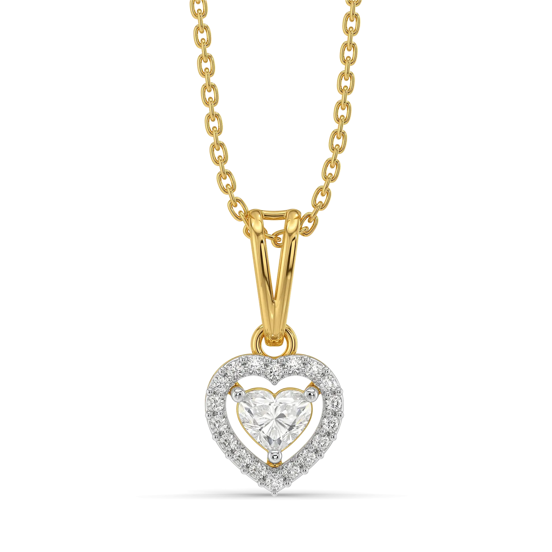 Devotion Heart Halo - Pure Gold Lab Diamond Pendant