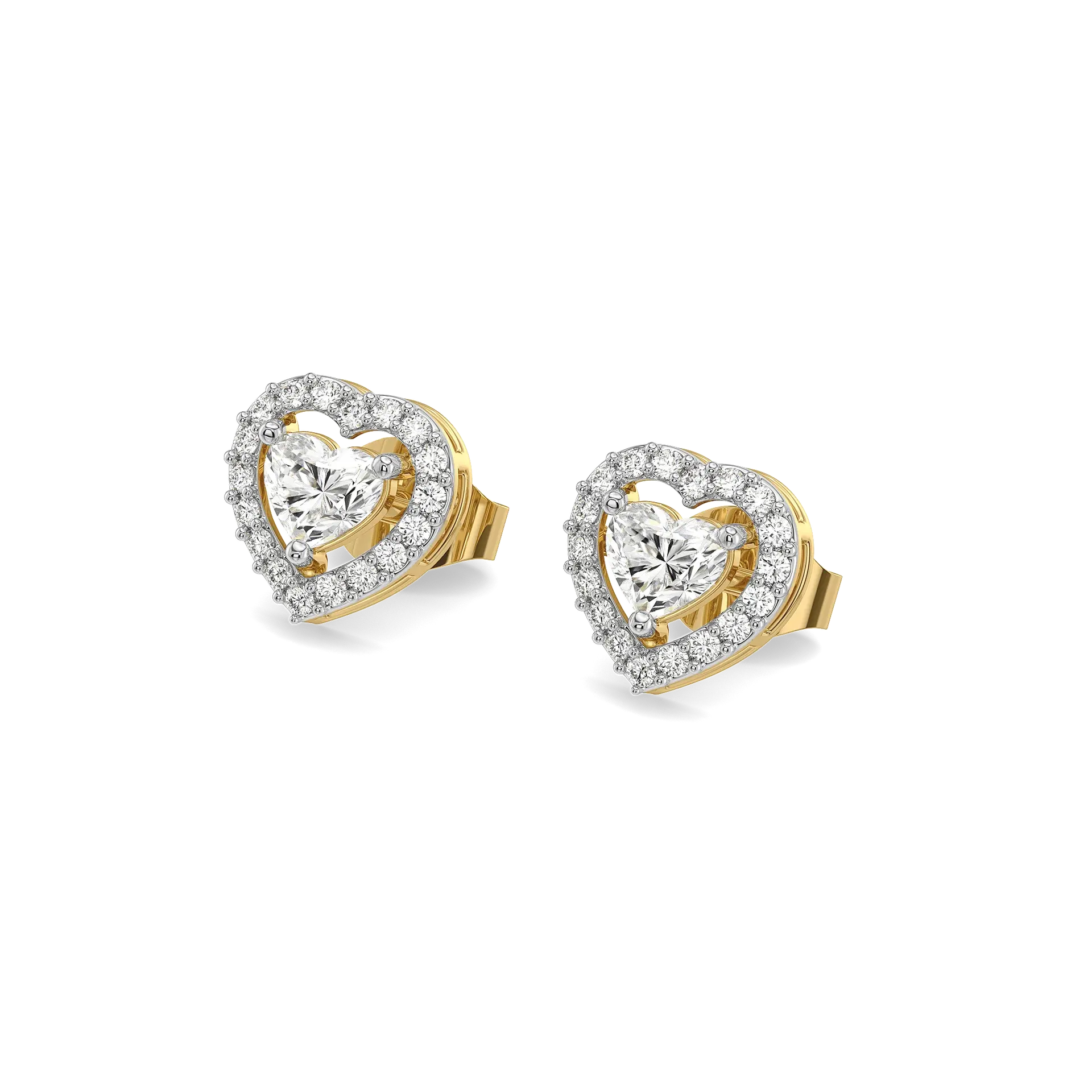 Devotion Heart Halo - Pure Gold Lab Diamond Solitaire Earrings