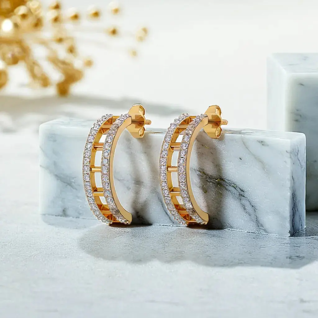 Double Pleated - Lab Diamond Hoop Earrings — image 1