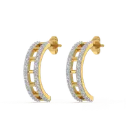 Double Pleated - Lab Diamond Hoop Earrings thumbnail 2