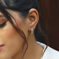 Double Pleated - Lab Diamond Hoop Earrings thumbnail 4