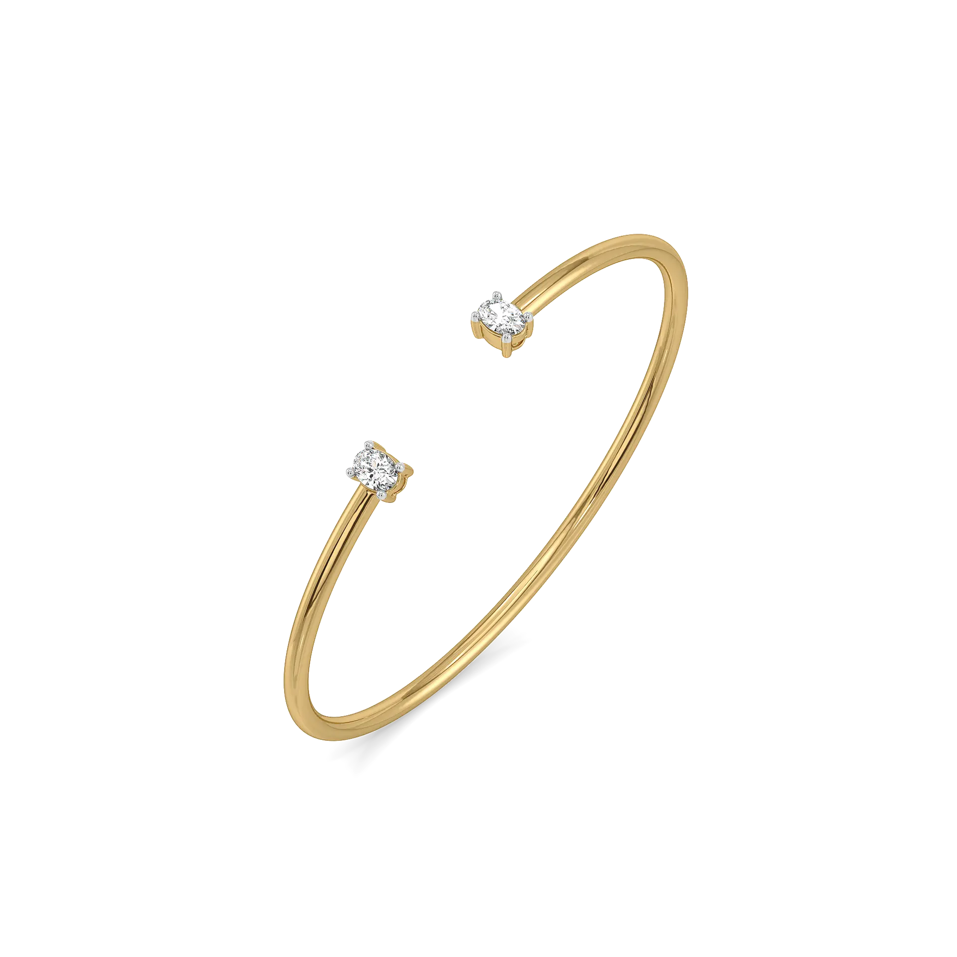 Elegant Oval - Pure Gold Lab Diamond Bangle