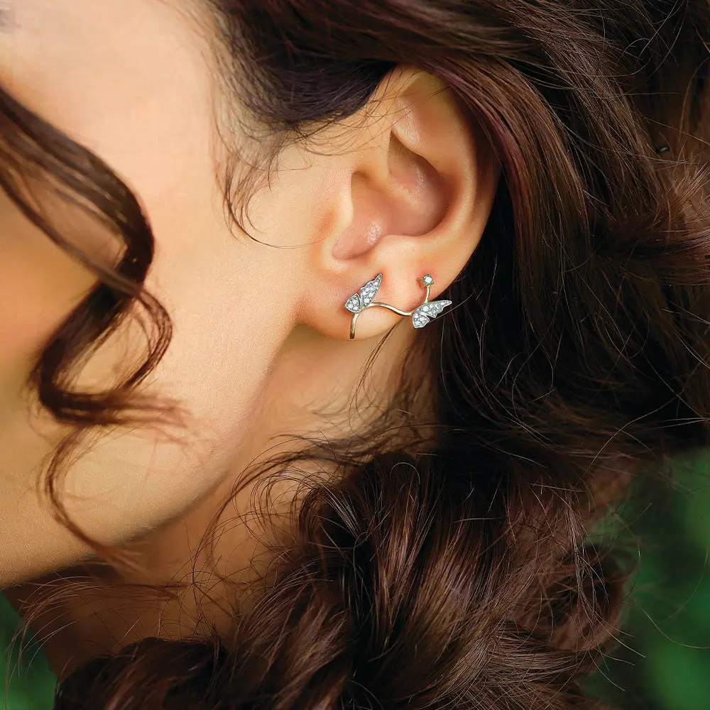 Enchanted Butterfly - Lab Diamond Cuff Earrings — image 1
