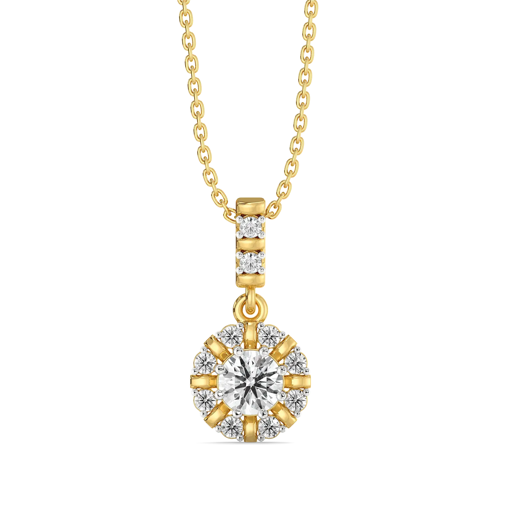Encircled Solitaire - Pure Gold Lab Diamond Pendant — image 1