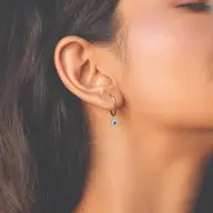 Evil Eye Huggies - Lab Diamond Earrings thumbnail 2