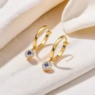 Evil Eye Huggies - Lab Diamond Earrings thumbnail 6