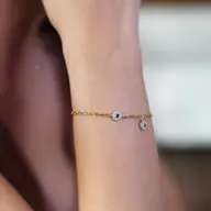 Evil Eye - Lab Diamond Charm Bracelet thumbnail 1