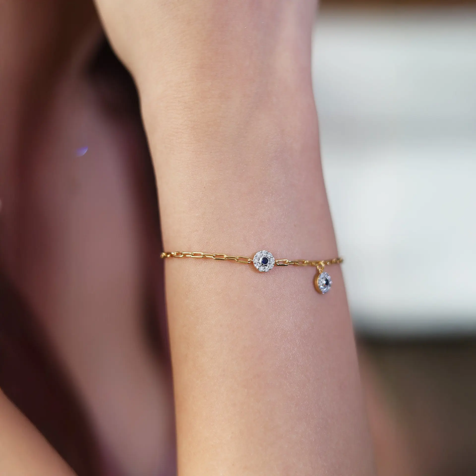 Evil Eye - Lab Diamond Charm Bracelet — image 1
