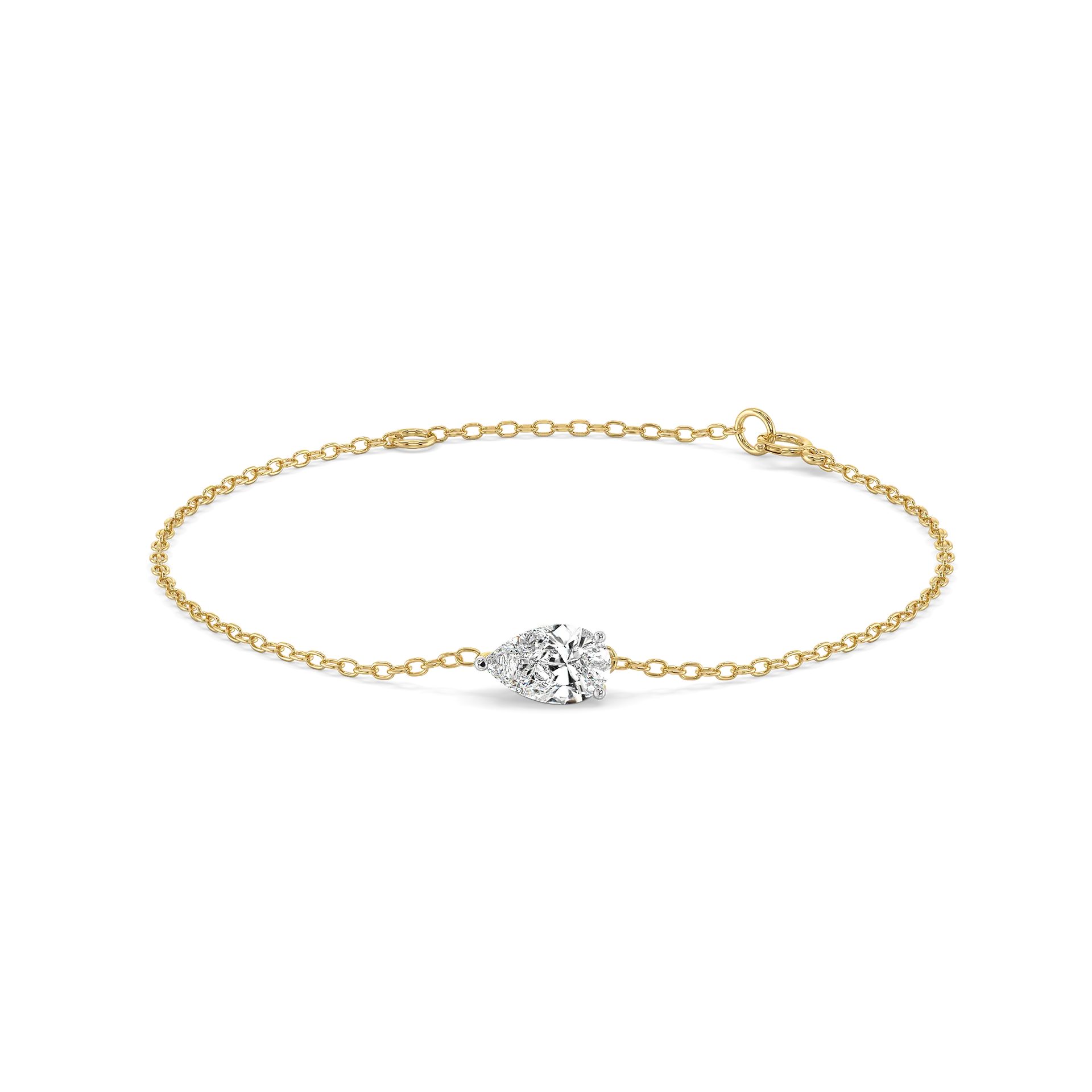 Feathered Pear - Pure Gold Lab Diamond Solitaire Bracelet — image 1