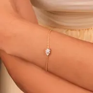 Feathered Pear - Pure Gold Lab Diamond Solitaire Bracelet thumbnail 2