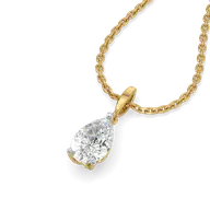 Feathered Pear - Pure Gold Lab Diamond Solitaire Pendant thumbnail 1