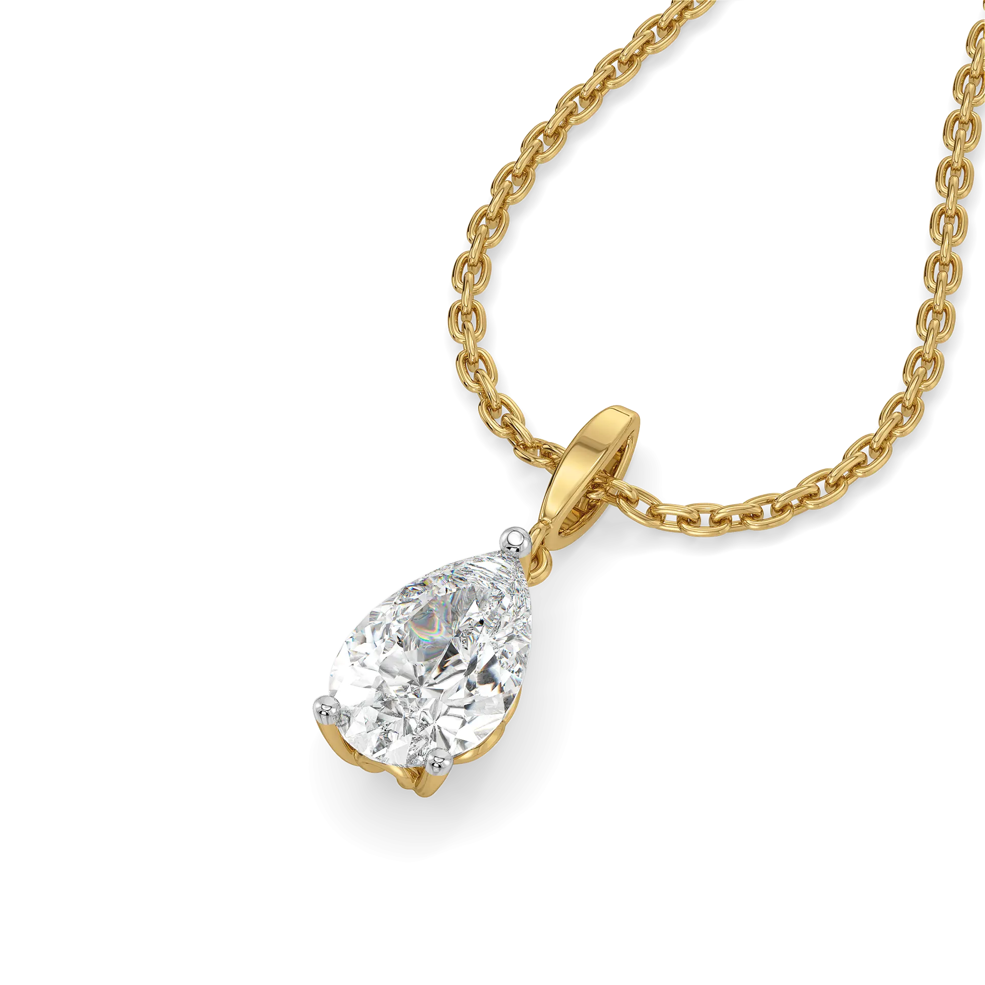 Feathered Pear - Pure Gold Lab Diamond Solitaire Pendant — image 1