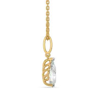 Feathered Pear - Pure Gold Lab Diamond Solitaire Pendant thumbnail 4