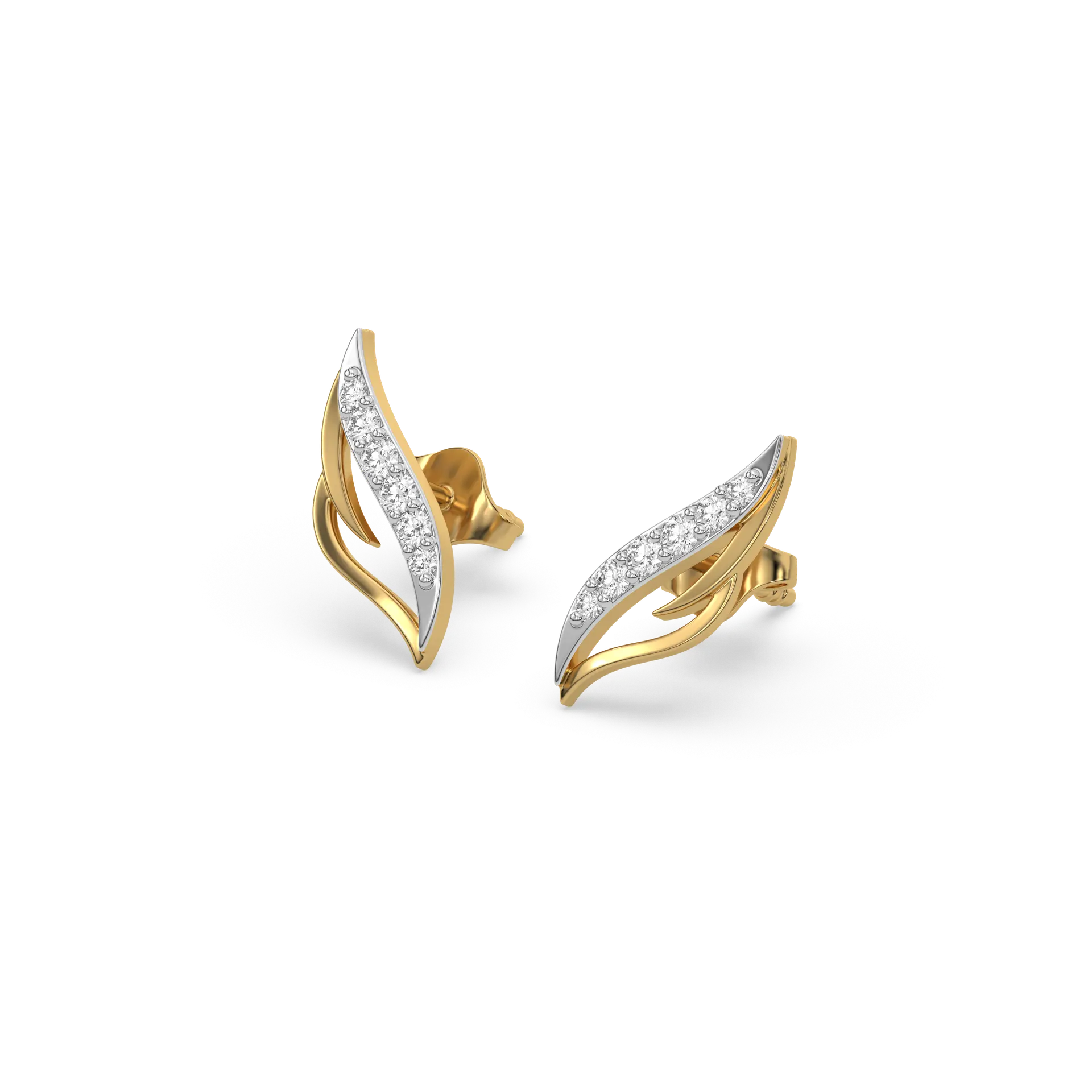 Featherlight Grace - Pure Gold Lab Diamond Stud Earrings — image 1