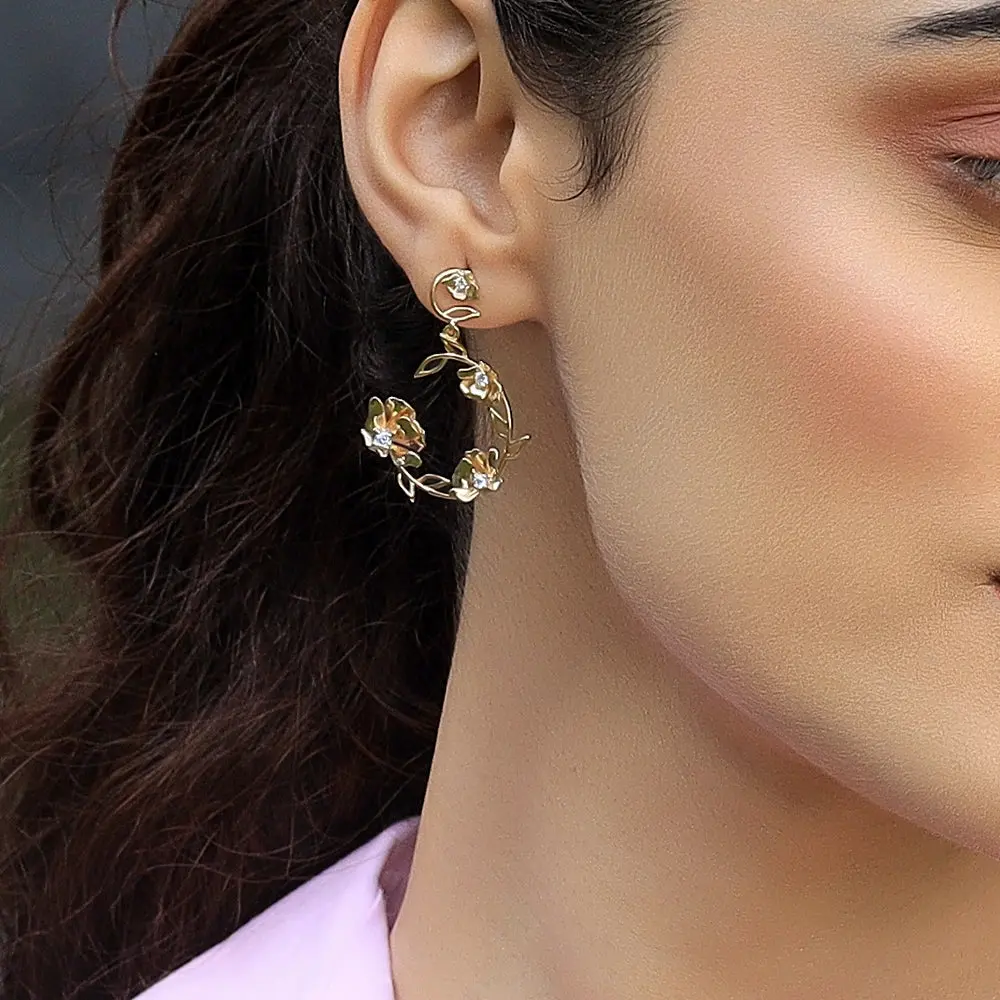 Floral Symphony - Lab Diamond Drop Earrings — image 1