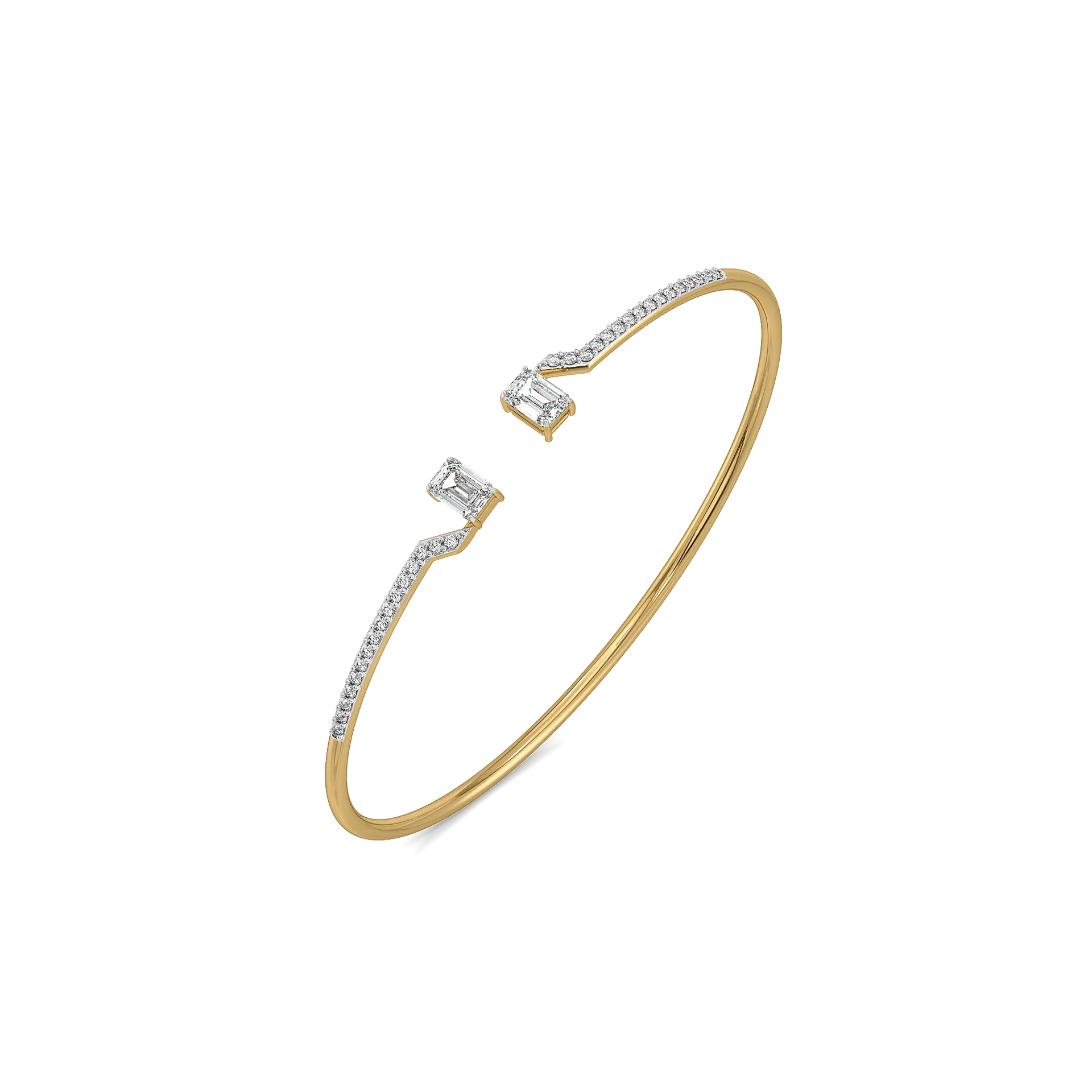 Forever Emerald - Pure Gold Lab Diamond Solitaire Bangle — image 1