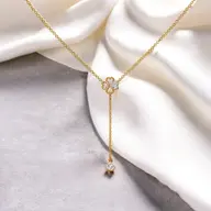 Four Leaf Cascade - Lab Diamond Lariat Necklace thumbnail 3