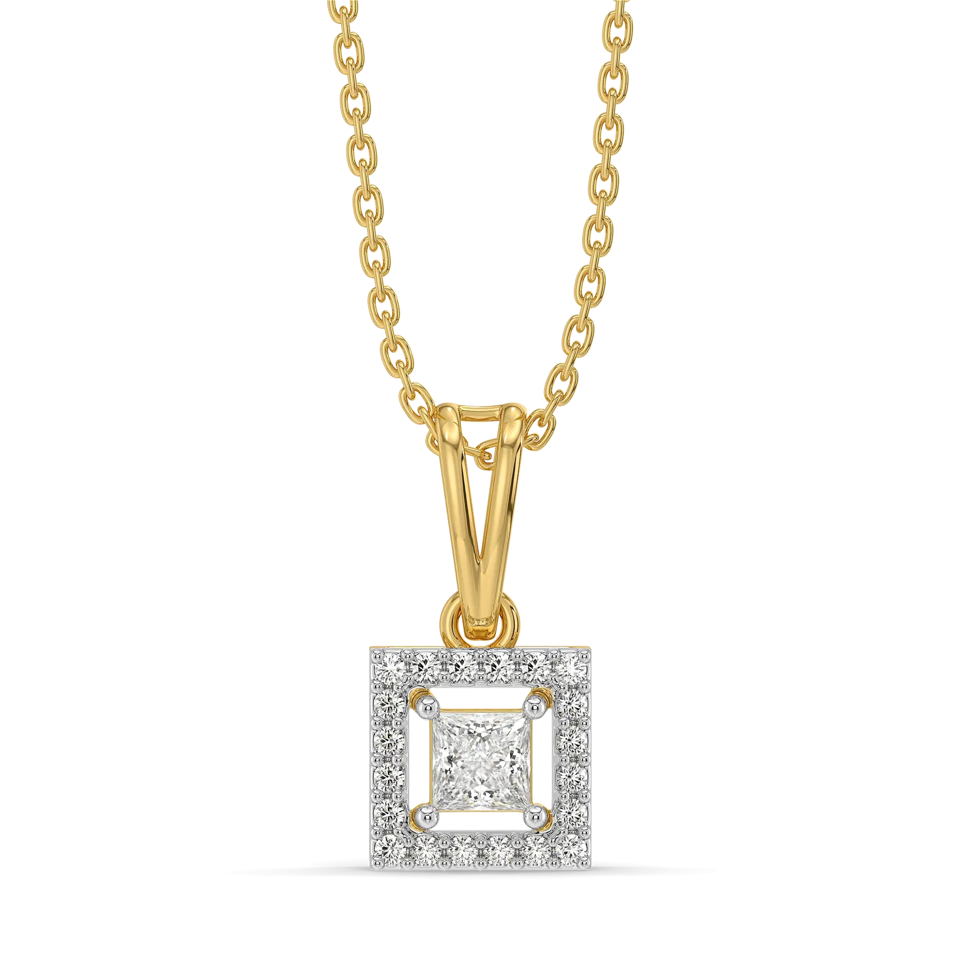 Framed Brilliance - Pure Gold Lab Diamond Pendant
