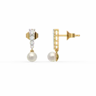 Glinting Pearl - Lab Diamond Drop Earrings thumbnail 5