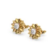 Golden Bloom - Lab Diamond Solitaire Stud Earrings thumbnail 1