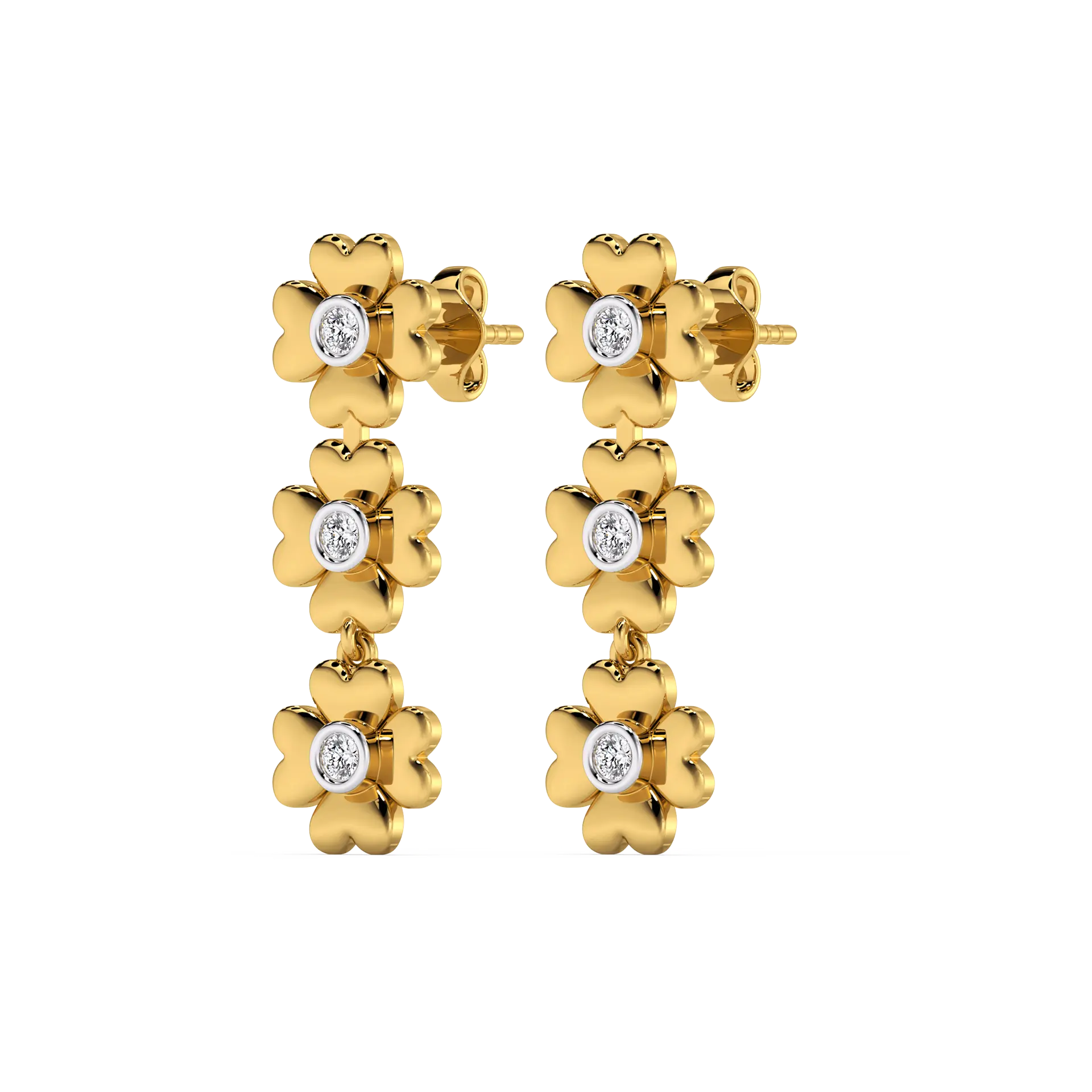 Golden Glow Petal - Lab Diamond Drop Earrings — image 1