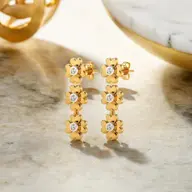 Golden Glow Petal - Lab Diamond Drop Earrings thumbnail 3