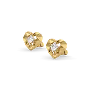 Golden Heart - Lab Diamond Solitaire Stud Earrings thumbnail 1