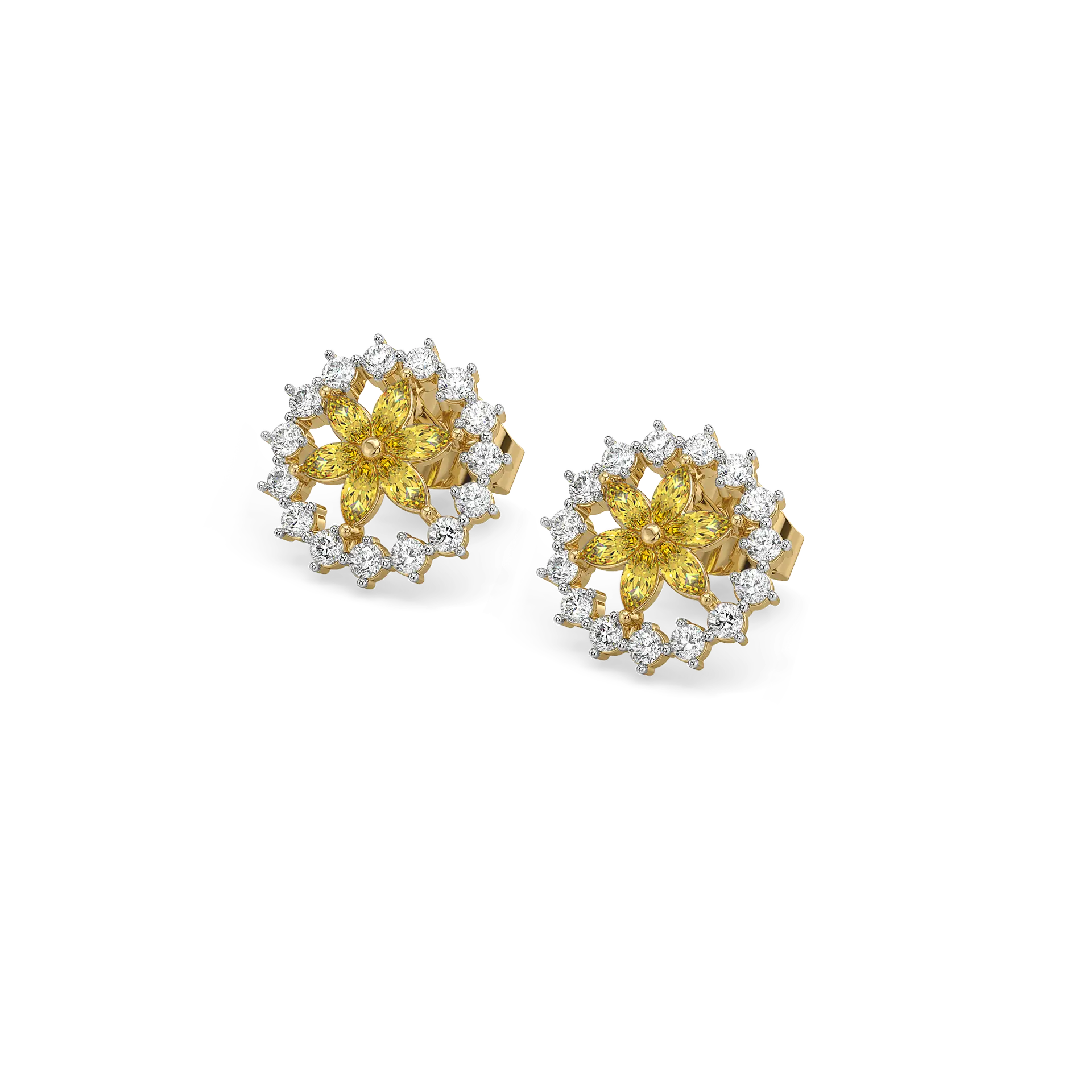 Golden Hour Studs - Lab Diamond and Citrine Earrings — image 1