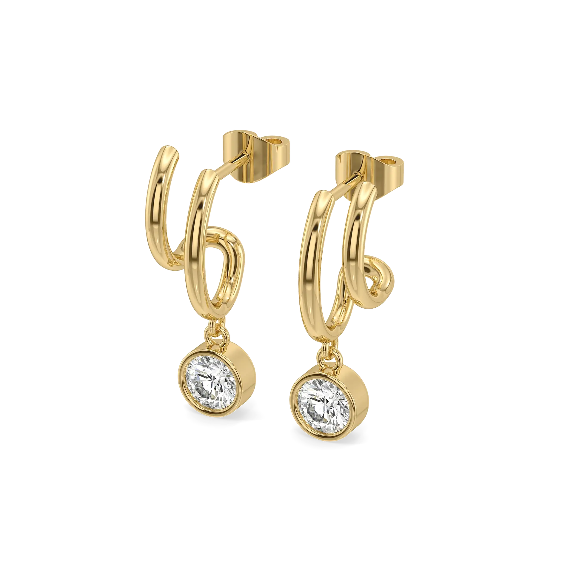 Draped in Gold Swing - Pure Gold Lab Diamond Hoop Earrings