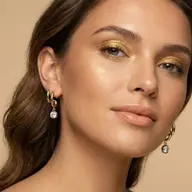 Draped in Gold Swing - Pure Gold Lab Diamond Hoop Earrings thumbnail 2