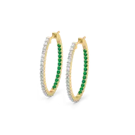 Green Glow Huggie - Lab Diamond and Emerald Earrings thumbnail 1
