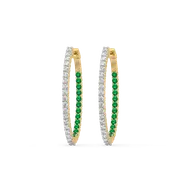 Green Glow Huggie - Lab Diamond and Emerald Earrings thumbnail 2