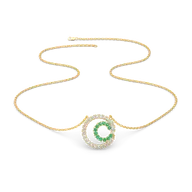 Green Glow - Lab Diamond and Emerald Necklace thumbnail 2