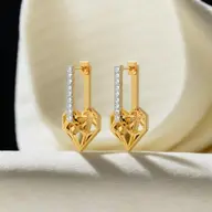 Heart Huggies - Lab Diamond Earrings thumbnail 3